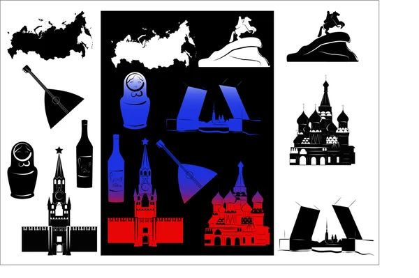 俄罗斯图片和 b-w 标志 — 图库矢量图片