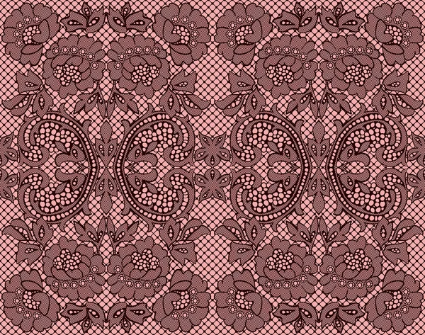 Seamless lace burgundy on pink background Stock Vector