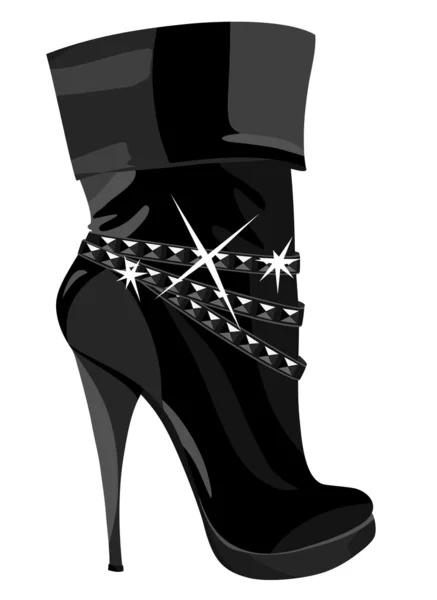 Bersinar sepatu bot hitam dengan tumit Stok Ilustrasi Bebas Royalti