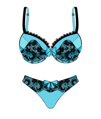 Blue underwear with black lace clipart