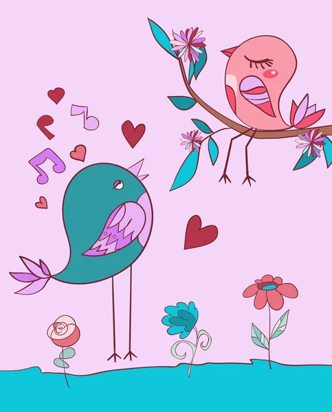 Amor pájaro canción — Vector de stock