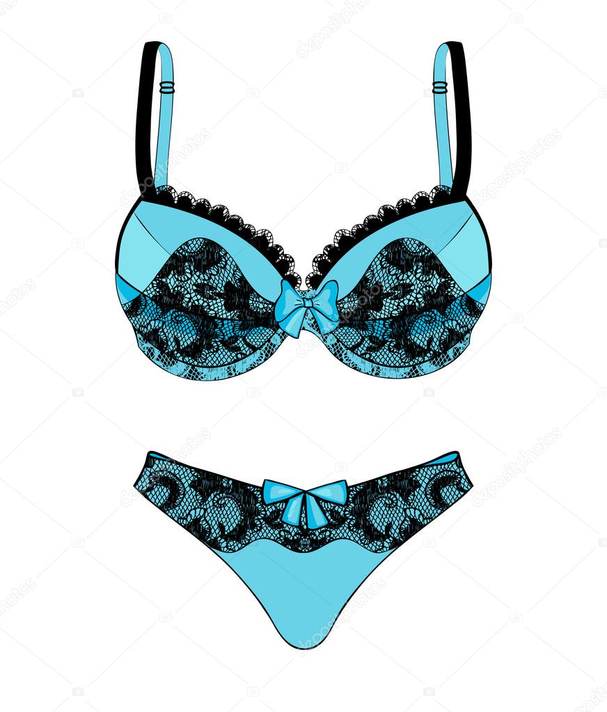 Blue underwear with black lace Stock Vector by ©ptits_ptits 9370249