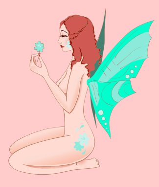 Delicate nude fairy clipart