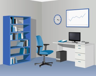 Cabinet office in blue clipart