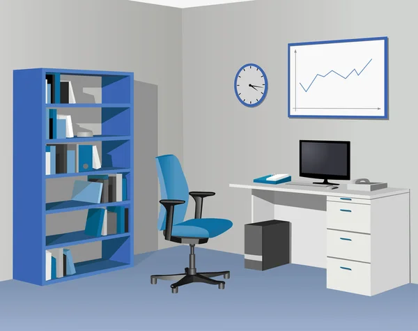 Kabinettsbüro in blau — Stockvektor