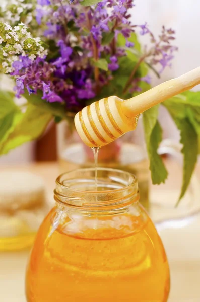 Honing en bloem — Stockfoto