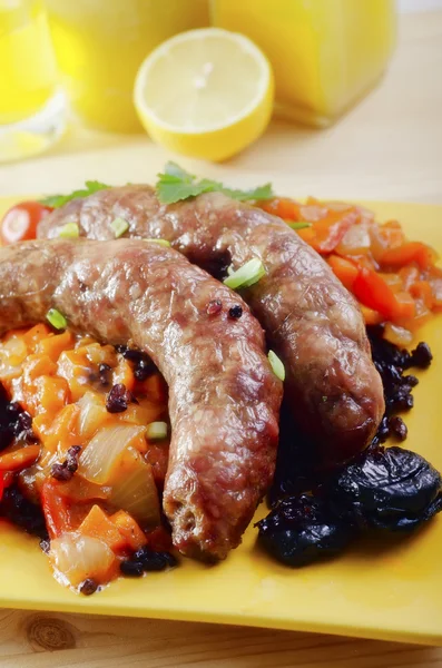 Sausages with tomato sauce — Stock Photo, Image
