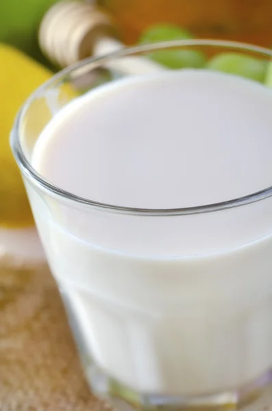Молоко и фрукты — стоковое фото
