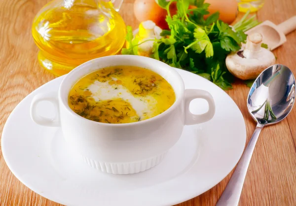 Свежий суп с овощами — стоковое фото