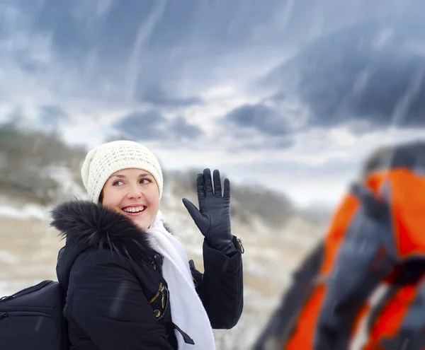 Touristen im Winter — Stockfoto