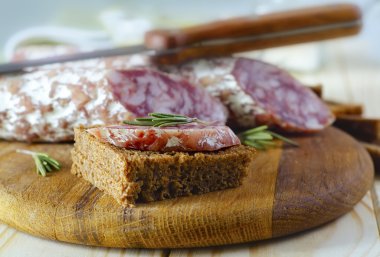 Bread with salami clipart