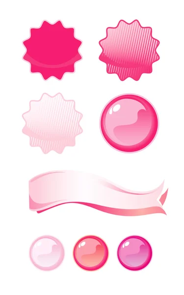 Set dari label Pink, terisolasi di latar belakang Putih - Stok Vektor