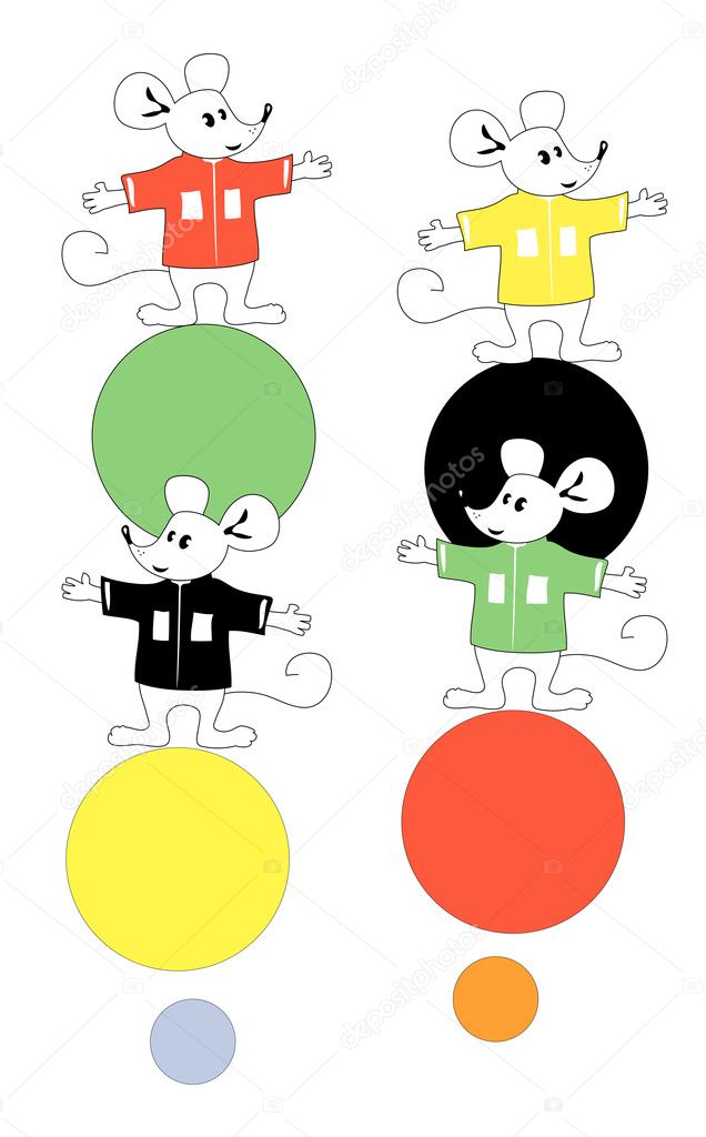 Amusing little mice on color spheres