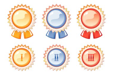 Set of labels of the awards, three colors clipart