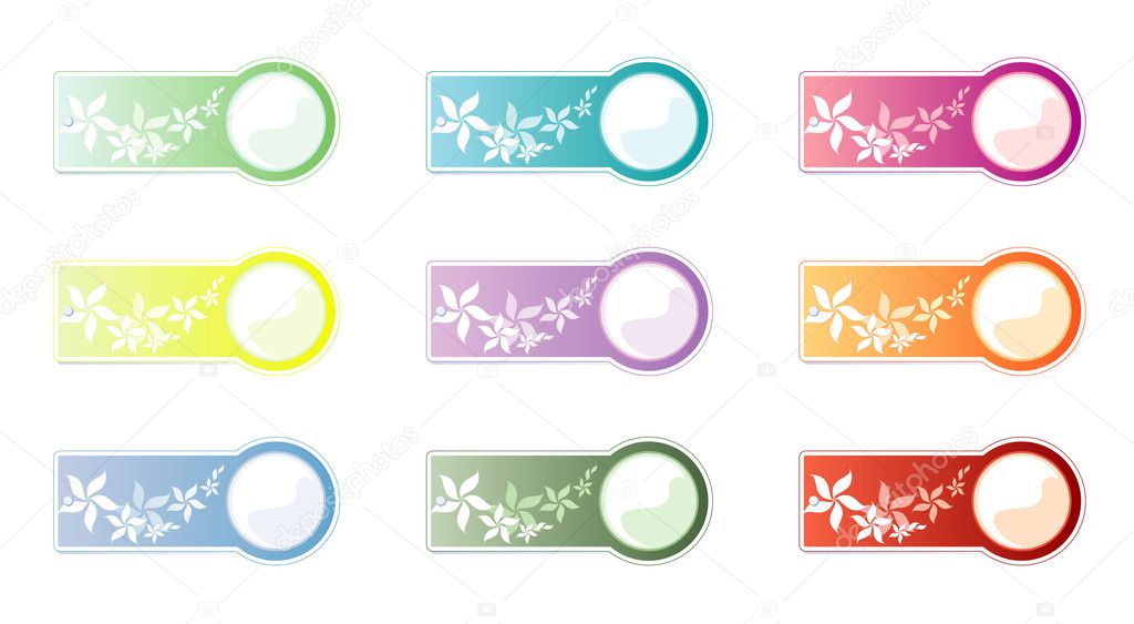 Set of labels, isolated on White background. Flowers