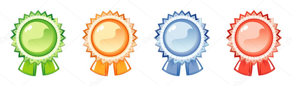 Set of labels of the awards, four colors, on a white background