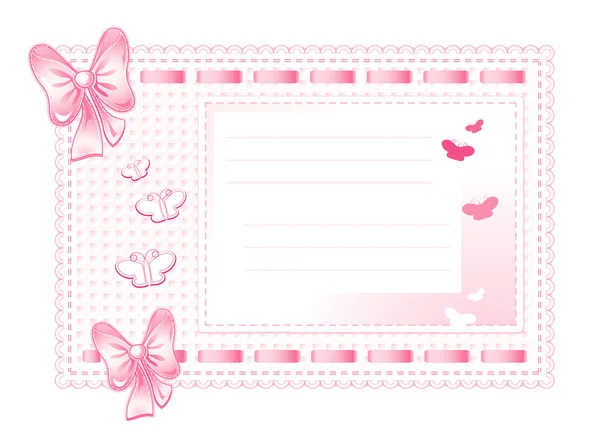 粉色框架用布做的蝴蝶结 — 图库矢量图片