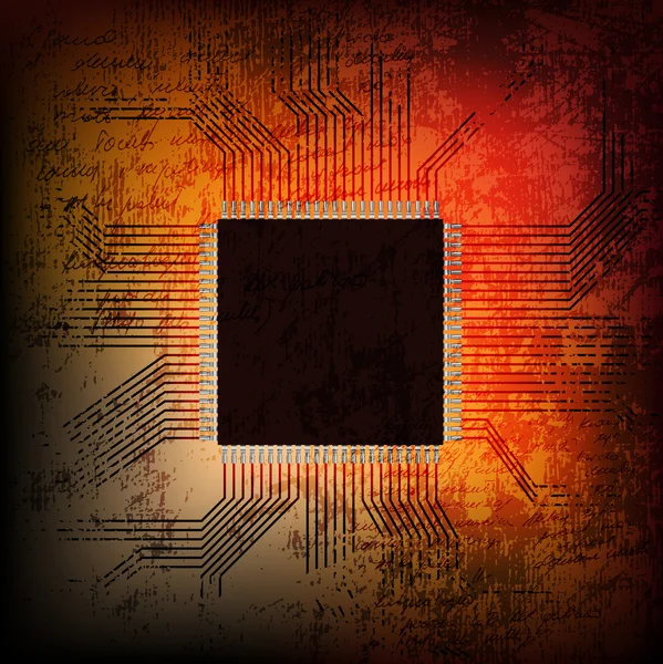 Stary grungy mikroprocesor — Wektor stockowy