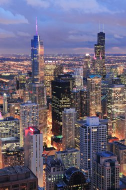 Chicago skyline panorama aerial view clipart