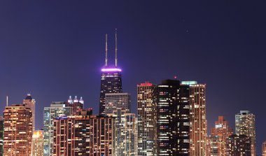 Chicago skyline at dusk clipart