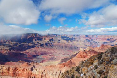 Grand Canyon panorama view in winter with snow clipart