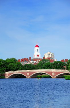 Boston Harvard University campus with Bridge clipart