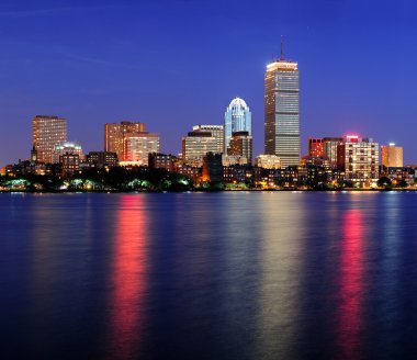 Boston city skyline at dusk clipart