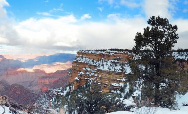 Grand Canyon panorama view in winter with snow clipart