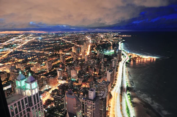 มุมมองทางอากาศของเส้นขอบฟ้าชิคาโก — ภาพถ่ายสต็อก
