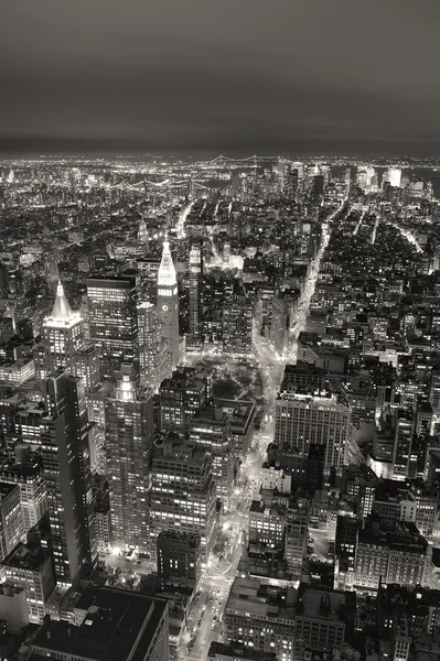 Nowym Jorku manhattan panoramę ptaka na wh i zmierzch czarny — Zdjęcie stockowe
