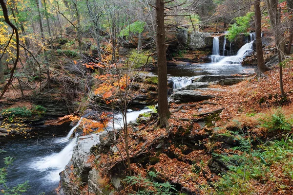 在山中的秋天瀑布 — 图库照片