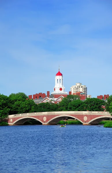 Boston harvard universitetscampus med bro — Stockfoto
