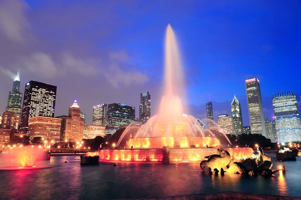 Chicago-nachtbeeld — Stockfoto