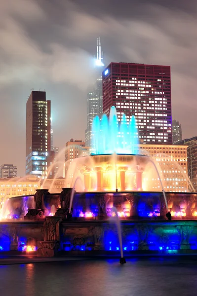 Chicago-nachtbeeld — Stockfoto