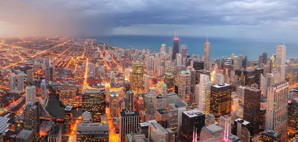 Chicago baixa panorâmica aérea — Fotografia de Stock