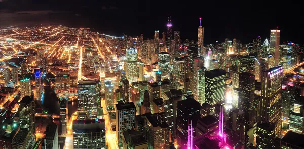 Chicago Nacht Ansicht panorama — Stockfoto