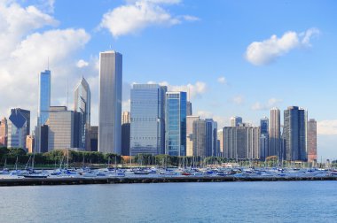 Chicago skyline over Lake Michigan clipart