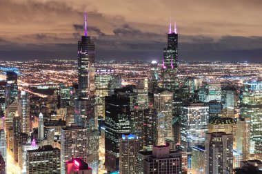 Chicago Urban aerial view at dusk clipart