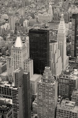 Manhattan skyline with New York City skyscrapers in black and wh clipart