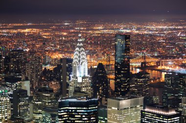Chrysler Building in Manhattan New York City at night clipart
