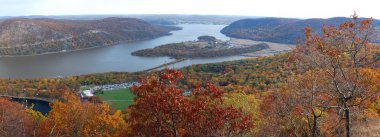 Autumn Bear Mountain aerial view panorama with Hudson River clipart