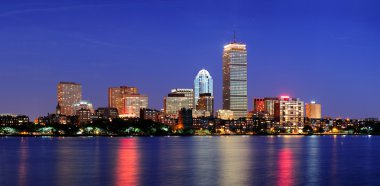 Boston city skyline at dusk clipart