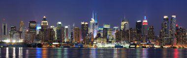 New York City Manhattan midtown skyline at dusk clipart