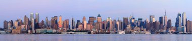 Urban City skyline panorama at dusk clipart