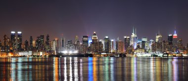 New York City Manhattan midtown at night clipart