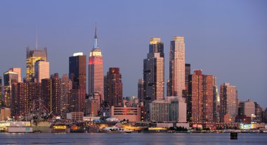 New York City Manhattan sunset panorama clipart