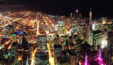 Chicago gece görünümü panorama