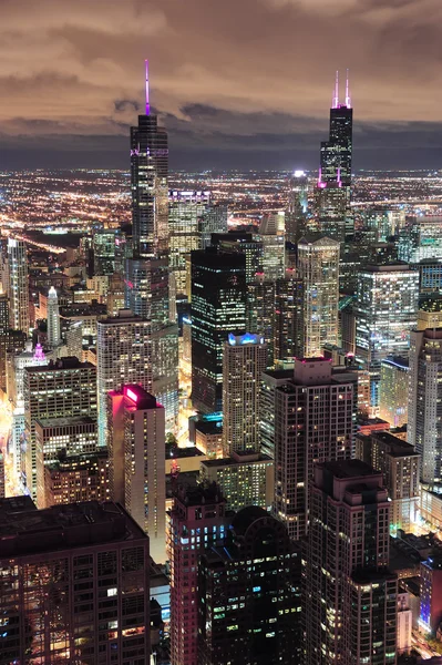 Chicago urban Flygfoto i skymningen — Stockfoto