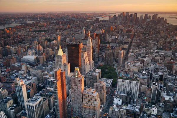 Πόλη της Νέας Υόρκης στο Μανχάταν αεροφωτογραφία — Φωτογραφία Αρχείου