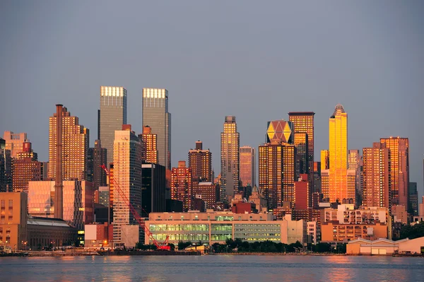 Nova Iorque Panorama do pôr-do-sol de Manhattan — Fotografia de Stock